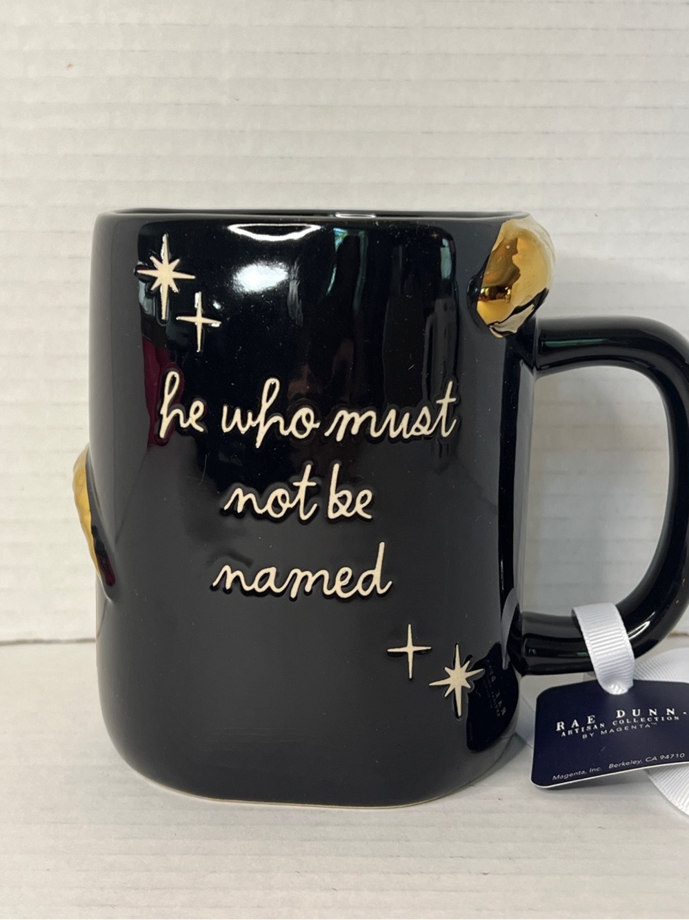 Rae Dunn Harry Potter He Who Must Not Be Named Snake Black Gold Mug New
